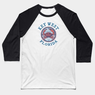 Key West, Florida, Stone Crab on Wind Rose Baseball T-Shirt